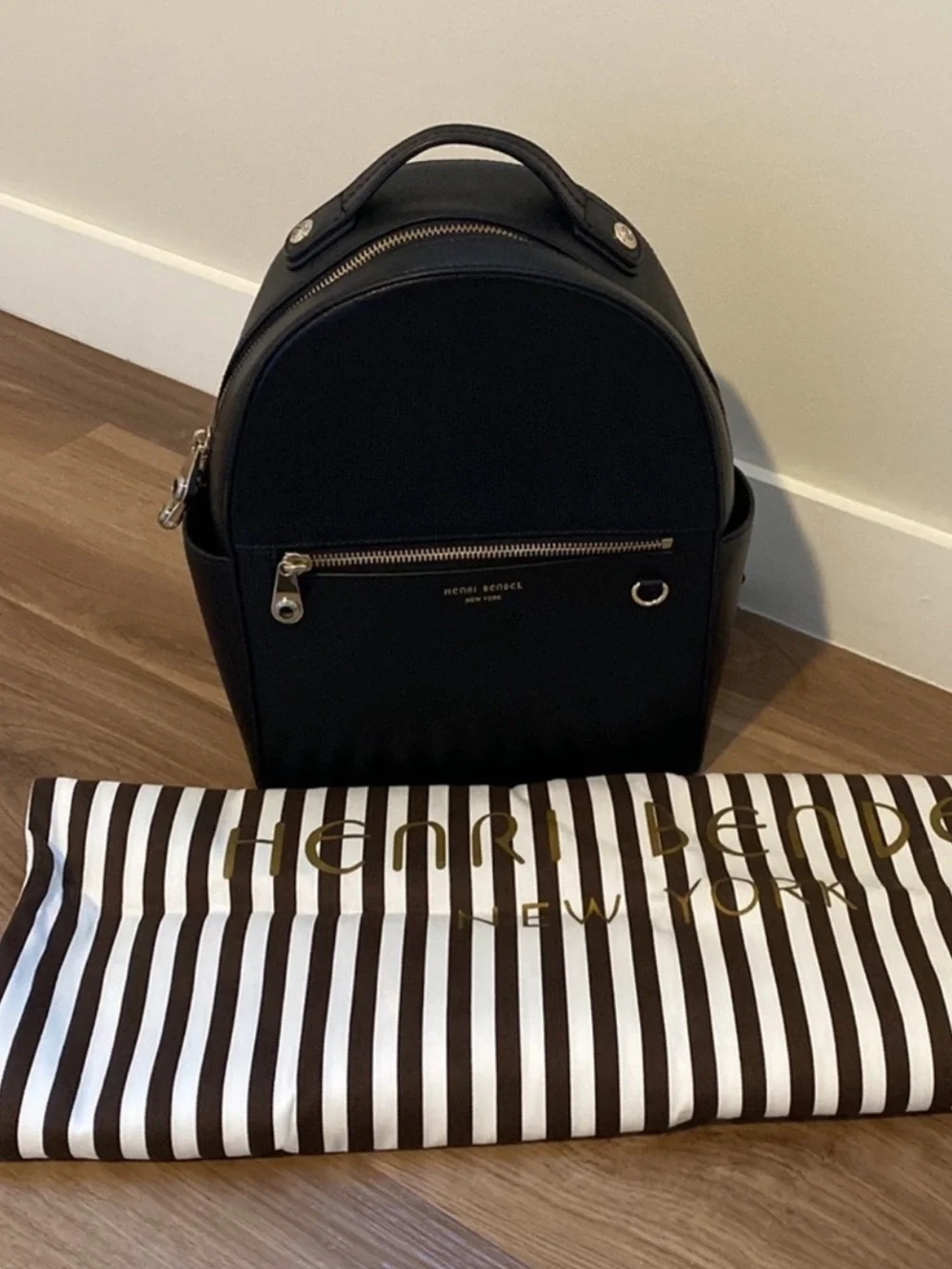 Henri Bendel Black Leather West 57th Backpack